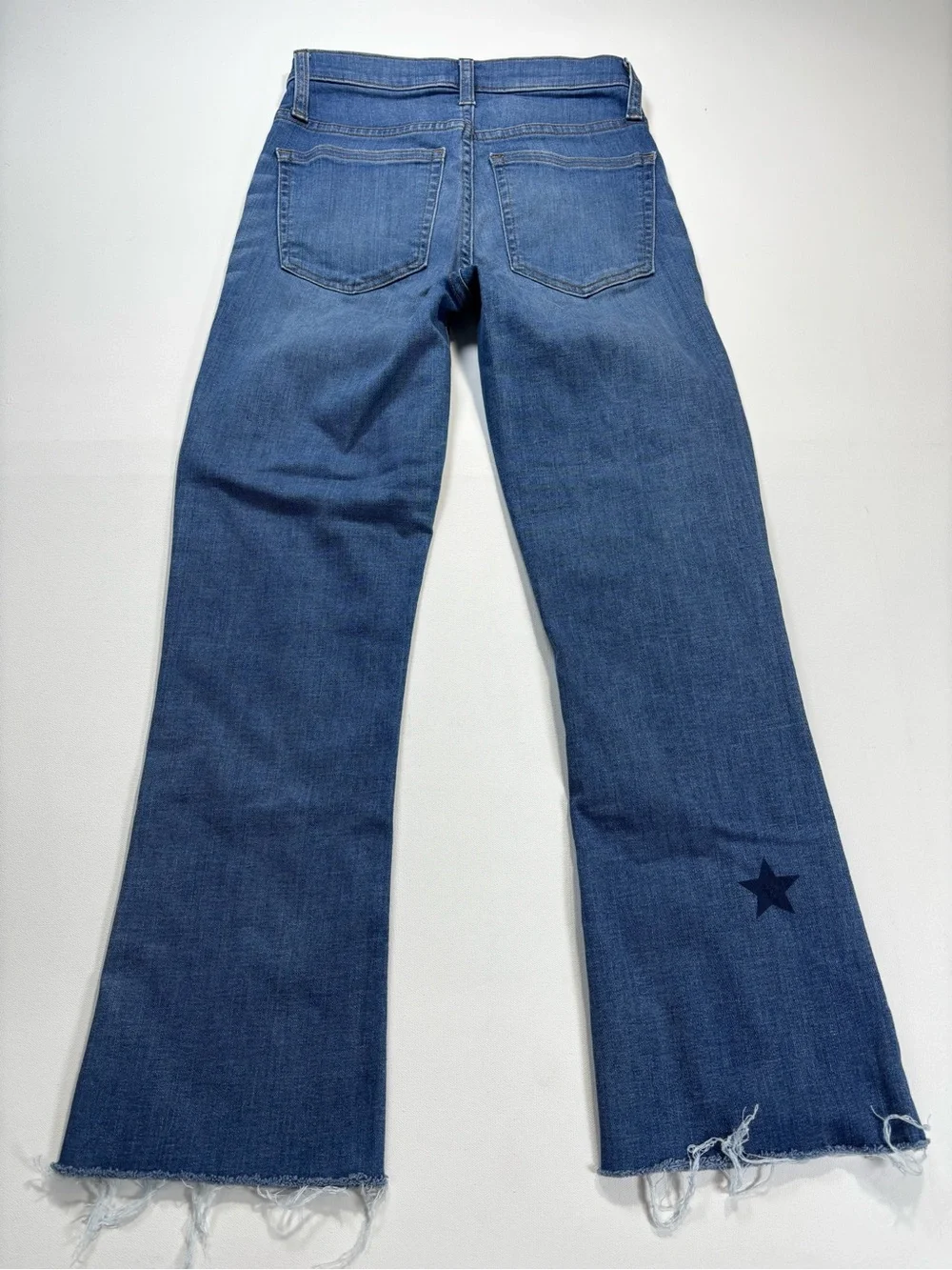J. Crew Dark Blue Denim Boot Crop Jeans with Navy Star Accents